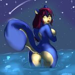  bathing big_breasts big_butt breasts butt female hair long_hair looking_back macie macie_(phsuke) mammal nude phsuke purple_hair rodent side_boob squirrel water wide_hips 