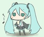  aqua_eyes aqua_hair blush chibi detached_sleeves fuugetsu_oreha_ikiru green_hair hair_ornament hatsune_miku long_hair necktie simple_background skirt solo very_long_hair vocaloid 