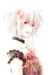  accelerator albino bad_id bad_pixiv_id cherry_blossoms flower genderswap genderswap_(mtf) hair_flower hair_ornament motako_(motamota) red_eyes short_hair solo suzushina_yuriko to_aru_majutsu_no_index white_hair 