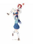  2girls aoki_reika bad_id bad_pixiv_id blue_hair blue_neckwear blush closed_eyes clothes_around_waist hair_ornament hair_tubes highres hino_akane_(smile_precure!) lifting_person long_hair multiple_girls nanairogaoka_middle_school_uniform necktie open_mouth ponytail precure red_eyes red_hair school_uniform shinsono_shiroko short_hair skirt sleeves_rolled_up smile smile_precure! sweater sweater_around_waist 