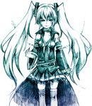  akatsuki_hiro bad_id bad_pixiv_id detached_sleeves hagane_miku hagane_vocaloid hatsune_miku long_hair necktie solo traditional_media twintails very_long_hair vocaloid 