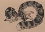  breasts butt chubby feline female fluffy green_eyes hair_over_eye hindpaw leopard looking_at_viewer mammal nude onnanoko paws pinup pose solo 