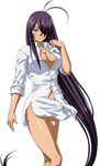  blue_eyes breasts female ikkitousen kan'u_unchou kanu_unchou large_breasts long_hair purple_hair shirt solo very_long_hair 