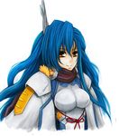  antler blue_hair bodysuit cape character_request date_masamune female hakuro kyoukai_senjou_no_horizon kyoukaisenjou_no_horizon red_eyes smile solo 