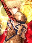  armor blonde_hair command_spell ea_(fate/stay_night) earrings fate/zero fate_(series) gilgamesh hair_down jewelry male_focus sim1 solo weapon 