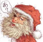  beard blue_eyes eyepatch facial_hair hat lowres male_focus open_mouth original santa_claus santa_hat shigeryun solo 