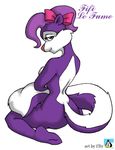  butt female fifi_la_fume fur hair_bow kneeling looking_at_viewer lordsantiago mammal nude purple_fur seductive seductive\ sitting skunk smile teasing tiny_toon_adventures tiny_toons warner_brothers white_fur 