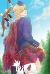  bagpipes barnaby_brooks_jr blonde_hair ghille_brogues glasses green_eyes hat instrument kilt male_focus one_eye_closed plaid scotland solo tiger_&amp;_bunny yuhmi 