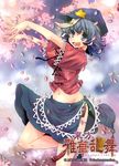  asai_ichiko blue_eyes blue_hair groin hat miyako_yoshika navel ofuda open_mouth outstretched_arms short_hair skirt solo standing standing_on_one_leg star touhou zombie_pose 