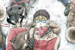  bad_id bad_pixiv_id barnaby_brooks_jr beanie blonde_hair coat glasses green_eyes hat licking male_focus snow solo t3run tiger_&amp;_bunny winter_clothes wolf 