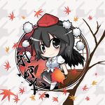  black_eyes black_hair blush dekasudachin feathers hat leaf looking_at_viewer shameimaru_aya short_hair skirt smile solo tokin_hat touhou wings 