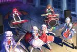  :d bat_wings blonde_hair blue_hair boots braid brown_hair capelet crescent dress drum drum_set flandre_scarlet greetload guitar hat hat_ribbon head_wings holding hong_meiling instrument izayoi_sakuya koakuma long_hair maid maid_headdress microphone multiple_girls open_mouth outstretched_arms pantyhose patchouli_knowledge piano purple_eyes purple_hair red_eyes red_hair remilia_scarlet ribbon shadow silver_hair smile star touhou twin_braids wings wrist_cuffs 