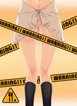 apron ass black_legwear caution_tape censored from_behind kneehighs kneepits naked_apron novelty_censor ren_san solo working!! 
