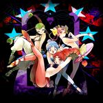  amazons_quartet bishoujo_senshi_sailor_moon blue_eyes blue_hair bow breasts cerecere_(sailor_moon) green_eyes green_hair highres junjun_(sailor_moon) leggings light_blue_hair long_hair medium_breasts motamota multi-tied_hair multiple_girls pallapalla_(sailor_moon) pink_eyes pink_hair red_eyes red_hair sandals small_breasts vesves_(sailor_moon) yellow_bow 