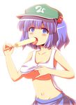  bad_id bad_pixiv_id banned_artist blue_eyes blue_hair blush breasts cleavage collarbone food hair_bobbles hair_ornament hat kawashiro_nitori kisaragi_zwei large_breasts licking looking_at_viewer midriff navel open_mouth popsicle sexually_suggestive shirt_lift short_hair skirt solo tank_top tongue tongue_out touhou two_side_up underboob 