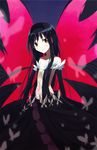  accel_world antenna_hair bare_shoulders black_hair brown_eyes bug butterfly butterfly_wings elbow_gloves gloves insect kuroyukihime navel smile solo tsukugu wings 