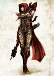  armor arrow bow_(weapon) cloak crossbow demon_hunter diablo diablo_3 hood solo weapon 