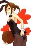  animal_costume animal_ears armpits ass bad_id bad_pixiv_id bangs bare_shoulders black_legwear bow bowtie breasts brown_eyes brown_hair bunny_ears bunny_tail bunnysuit detached_collar detached_sleeves frown holding hoshigaki_(kyuukp) pantyhose ponytail sekaiju_no_meikyuu sekaiju_no_meikyuu_3 shogun_(sekaiju) short_hair small_breasts solo standing swept_bangs tail wrist_cuffs 