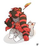  2019 anal anthro balls blush cum domestic_cat duo felid feline felis humanoid_hands incineroar male male/male mammal microsoft nintendo penis pok&eacute;mon pok&eacute;mon_(species) raburigaron sex simple_background video_games white_background windows_10 