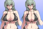  bare_shoulders bikini breasts glasses grey_hair huge_breasts long_hair looking_at_viewer navel older open_mouth red_eyes rozen_maiden suigintou swimsuit tsuda_nanafushi 
