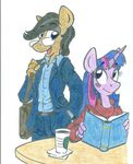  anthrofied bag book duo equine female friendship_is_magic hi_res horn horse male mammal my_little_pony open_mouth original_character pony sherlock_hooves shipping sparkle twilight_sparkle_(mlp) unicorn 