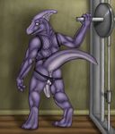  back back_turned balls butt claws dinosaur erection hildale looking_at_viewer looking_back male muscles nekrall nude panties panties_down parasaurolophus penis pink_skin pose purple_body raised_tail scalie solo speedo standing swimsuit toe_claws uncut underwear 