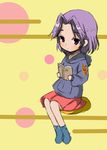  agenasu blush book kajiki_yumi purple_hair red_eyes saki sitting skirt solo younger 