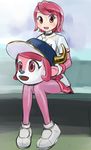  baseball_uniform buffalo_bell ikeda_jun_(mizutamari) mascot_head nippon_professional_baseball orix_buffaloes pantyhose pink_eyes pink_hair sitting solo sportswear sweat 