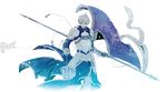 armor arthur_pendragon_(fate) blue excalibur_(fate/prototype) fate/prototype fate_(series) flag hand_on_hilt male_focus muted_color shizimi0218 solo sword weapon 