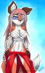  blue_eyes canine cassandra clothed clothing female fox macmegagerc mammal one_eye_closed skimpy 