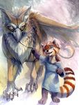  cub female feral gryphon hibbary leash male mammal red_panda young 