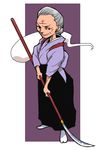  genderswap genderswap_(mtf) konpaku_youki konpaku_youki_(ghost) naginata old_woman onikobe_rin polearm simple_background solo touhou weapon 