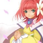  1girl blue_eyes breasts cape dress flower kei_(r_r_candy) long_hair petals pink_hair rubia_natwick smile tales_of_(series) tales_of_the_tempest 