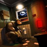  3d amazing bat_signal bathroom batman batman_(series) biohazard_symbol boiler clenched_teeth cloud clouds english_text eyes_closed human humor light_bulb lightbulb mammal mask mixed_media night sky teeth text toilet toilet_paper trash_can window 