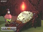  animated bdsm bondage bound brazzers cork fire humor male parody patrick_star rack spongebob_squarepants spongebob_squarepants_(character) torch whip 