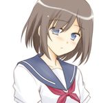  bad_id bad_pixiv_id blue_eyes blush brown_hair natsushi onjouji_toki saki saki_achiga-hen school_uniform senriyama_school_uniform serafuku short_hair simple_background solo 