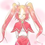  1girl capelet eyes_closed happy long_hair lowres open_mouth red_hair ribbon rommy skirt tales_of_(series) tales_of_the_tempest twintails 