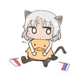  1girl animal_ears cat_ears cat_tail chibi euro_2012 flag hug hugging lowres poland russia sanya_v_litvyak sitting strike_witches stuffed_toy tail toy 
