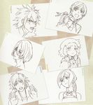  3girls amata_sora aquarion_(series) aquarion_evol artist_request highres jin_musou kagura_demuri mikono_suzushiro monochrome multiple_boys multiple_girls official_art simple_background yunoha_thrul zessica_wong 