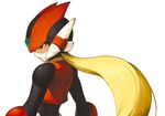  android blonde_hair capcom helmet highres long_hair male_focus nona official_art ponytail rockman rockman_zero solo svc_chaos upper_body zero_(rockman) 