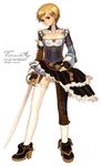  asymmetrical_clothes blonde_hair copyright_request maggi single_thighhigh solo sword thighhighs weapon 