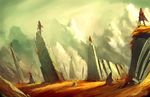  bad_id bad_pixiv_id cloud multiple_boys original pillar polearm robert_kim ruins scenery soldier spear weapon 