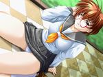  ayatsuri_no_kyoushitsu game_cg glasses maki_yahiro panties pantyshot school_uniform solo underwear upskirt 