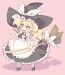  apron bad_id bad_pixiv_id blade_(galaxist) blonde_hair bow braid broom gameplay_mechanics hair_bow hat kirisame_marisa long_hair power-up side_braid simple_background solo standing star touhou waist_apron witch_hat yellow_eyes 