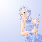  blue_hair copyright_request glasses green_eyes maid sakura_kotetsu solo 