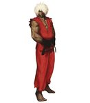  afro barefoot capcom dark_persona dark_skin dark_skinned_male dougi feet gloves highres ken_masters male_focus muscle nona official_art solo street_fighter svc_chaos violent_ken white_hair 