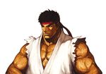  black_hair capcom dougi headband highres male_focus muscle nona official_art ryuu_(street_fighter) sleeveless solo street_fighter svc_chaos upper_body 