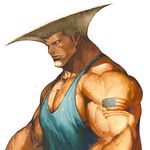  american_flag blonde_hair capcom dog_tags guile highres male_focus muscle nona official_art pectorals solo street_fighter svc_chaos tank_top tattoo 