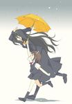  anetai_toyone bad_id bad_pixiv_id blazer brown_hair jacket kakura_kurumi long_hair miyamori_school_uniform multiple_girls pantyhose rain running saki short_hair smile tokumi_yuiko umbrella 