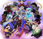  6+girls ahoge animal_ears animal_hood arakune bad_id bad_pixiv_id blazblue blazblue:_continuum_shift blonde_hair bodysuit carl_clover cat_hood everyone eyepatch glasses green_hair hakumen hazama hood ignis_(blazblue) iron_tager jerun jin_kisaragi lambda-11 litchi_faye_ling long_hair makoto_nanaya mask mecha_musume mikado_(blazblue) mu-12 multiple_boys multiple_girls nirvana nu-13 platinum_the_trinity purple_hair rachel_alucard ragna_the_bloodedge relius_clover shishigami_bang silver_hair squirrel_ears sword taokaka tsubaki_yayoi valkenhayn_r_hellsing visor weapon 